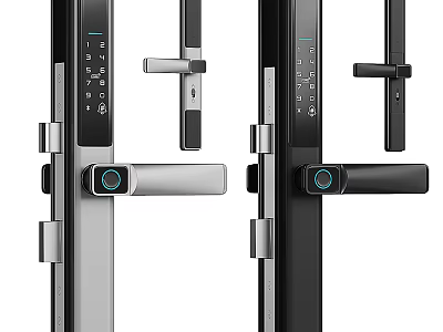 Smart Digital Door Lock With Keypad Fingerprint Scanner And Modern Handle Design 3d model