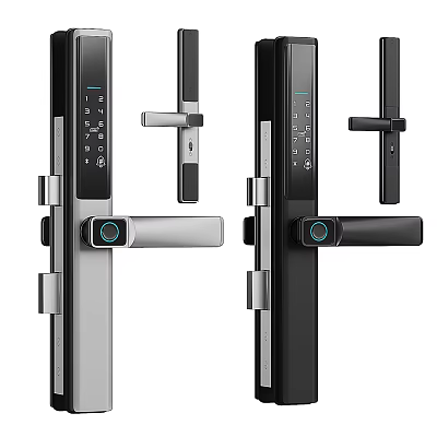 Smart Digital Door Lock With Keypad Fingerprint Scanner And Modern Handle Design 3d model