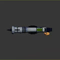 Futuristic Sci Fi Gun With Gray Blue Body Green Glow And Yellow Duck Accessory
