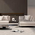 Modern Living Room Interior With Arched Floor Lamp Light Sofa Coffee Table And Window View