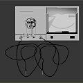 White Household Electronic Device With Display Screen Knobs And Connecting Wires
