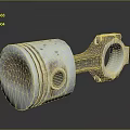 Detailed Metal Engine Piston With Connecting Rod And Machined Surface Reflection 3d model