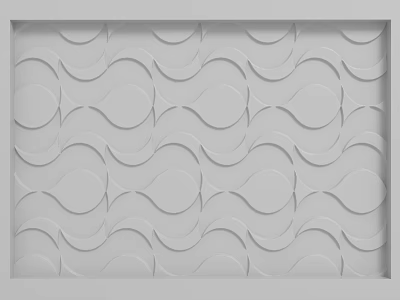 Modern Gray Decorative Background Wall With Wavy Oval 3D Relief Patterns 3d model
