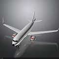 White Aerospace Airplane Model With Red Engines And Black Background Reflection