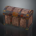 Vintage Wooden Trunk With Decorative Metal Buckles Carved Patterns And Rustic Blue Brown Finish