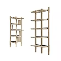 Modern Wooden Shelving Units With Multi Layer Open Storage Racks Design 3d model