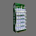 Green Retail Display Shelf With Multiple Tiers For Product Storage In Stores