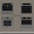 Modern Built-in Kitchen Appliances Featuring Multiple Ovens in White Cabinetry 3d model