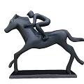 Modern Matte Black Horse Rider Figurine Decorative Ornament Set With Running Design