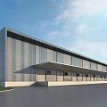 Modern Industrial Warehouse Exterior With Metal Cladding Glass Windows And Spacious Forecourt