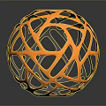 Orange Black Hollow Sphere 3D Model with Lattice Geometric Design 3d model