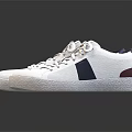 White Casual Lace Up Sneakers Featuring Navy And Maroon Side Accents