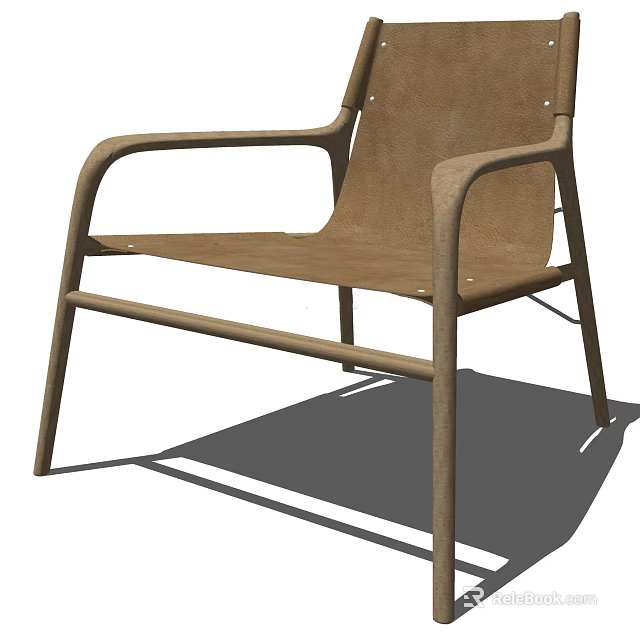 Modern Minimalist Armchair With Metal Frame And Brown Cushion Design 3d model 