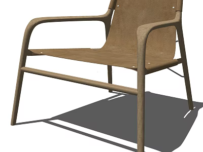 Modern Minimalist Armchair With Metal Frame And Brown Cushion Design 3d model