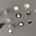Modern LED Downlights And Spotlights With Different Designs And Warm Light For Ceiling Installation