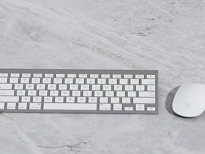 Slim White Modern Design Keyboard And Wireless Mouse Set For Desktops 3d model