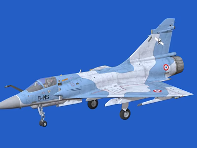 French Air Force Fighter Jet With Blue Gray Camouflage 5 NS Marking And Landing Gear 3d model