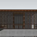 Modern Sales Office Building With Wooden Lattice Walls And Perforated Design Elements