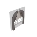 Elegant Gray Pleated Curtains With Double Layer Design For Window Decoration 3d model