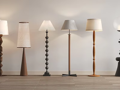 Modern Floor Lamps With Various Design Styles And Fabric Shades For Home Decor 3d model