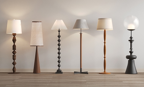 Middle Ancient Style Floor Lamp Wooden Floor Lamp 3d model