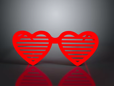 Red Heart Shaped Glasses As Stylish Daily Life Accessories For Home Decor 3d model