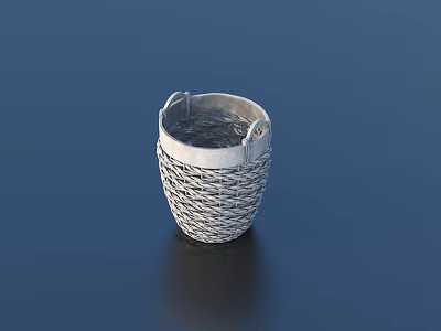Woven Grey Storage Basket With Dual Handles For Home Decor And Organization 3d model
