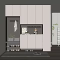 Modern Entryway Design With Gray Cabinets Hanging Area Shoe Shelves And Decorative Plant