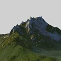 Scenic Mountain Garden Landscape With Lush Green Grass And Snowy Peaks