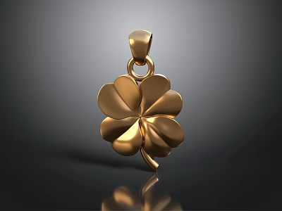 Stylish Golden Four Leaf Clover Pendant As Daily Life Accessory Decoration 3d model