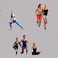 Group of People Performing Different Workouts Like Stretching Running Yoga And Strength Training