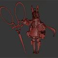 Mechanical Anime Rabbit Ear Character With Green Hair Tail Holding Ringed Weapon In Armored Outfit