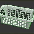 White Plastic Storage Basket Featuring Grid Pattern And Handles For Home Organization 3d model