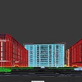 Aerial Planning of Modern Office Complexes With Glass Curtain Walls Green Areas and Urban Street View