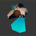 3D Game Movie Character With Brown Hair Blue Outfit And One Leg Bent Pose