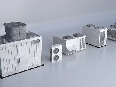Various Sizes Industrial Cooling Units With Ventilation Fans And Outdoor HVAC Equipment 3d model