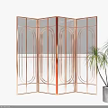 Modern Copper Frame Room Divider With Transparent Glass Panels And Arched Design For Interior Decor