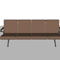 Modern Brown Leather Public Seating With Metal Legs And Multiple Seats