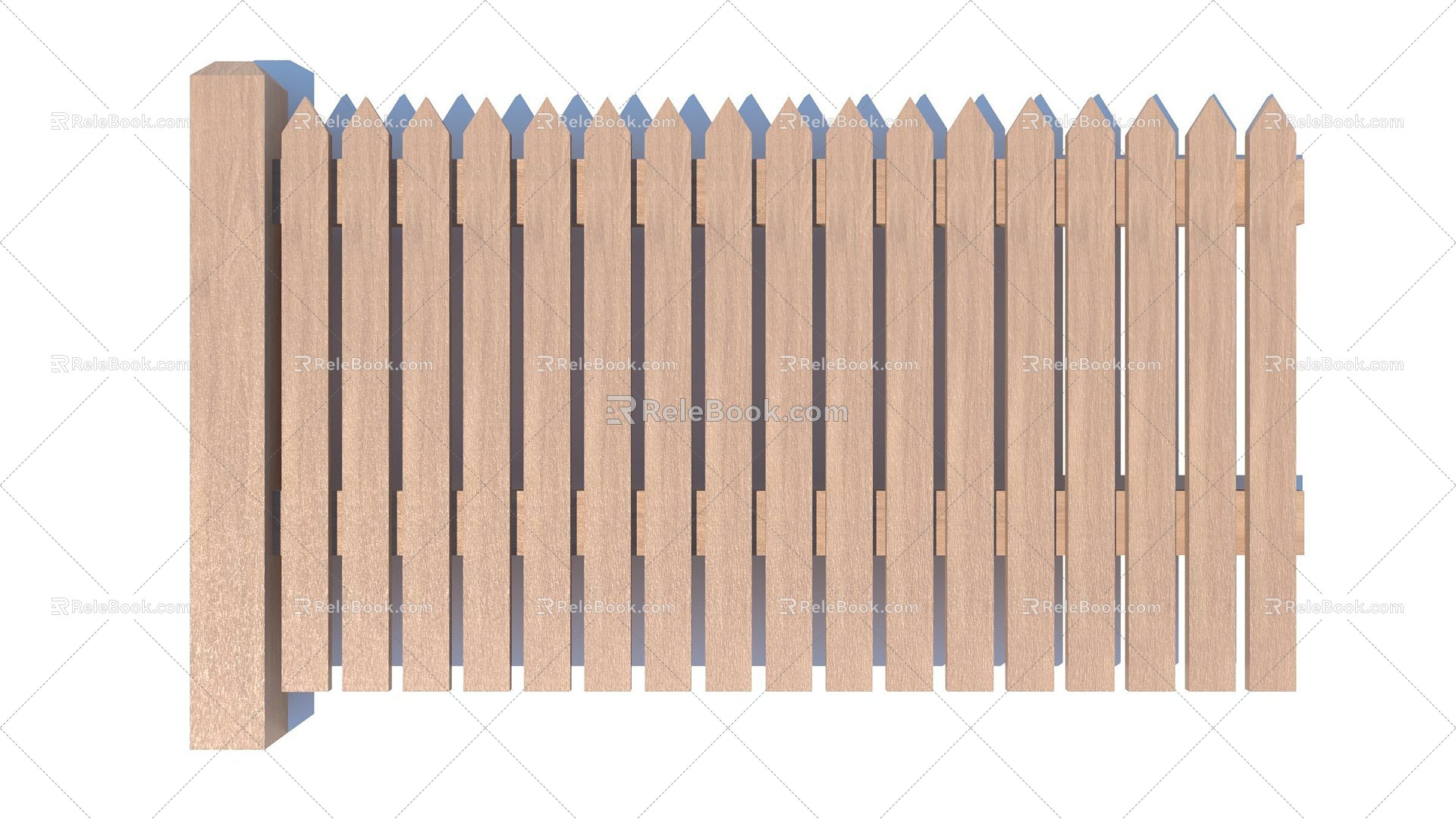 Wood Fence Light Wood Fence Railing 3d model