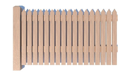 Wood Fence Light Wood Fence Railing 3d model