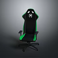 Black And Green Gaming Chair With Mesh Design Logo On Backrest Black Base And Wheels