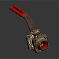 Industrial Metal Valve With Red Handle And Connection Port For Pipeline Control Equipment