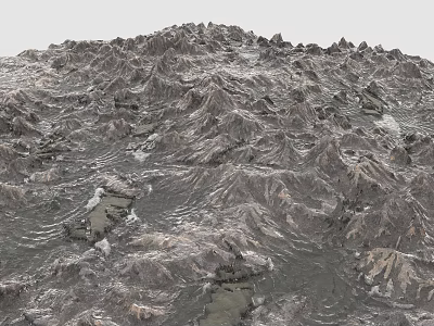 Mountainous Garden Landscape With Undulating Peaks Valleys And Textured Terrain 3d model