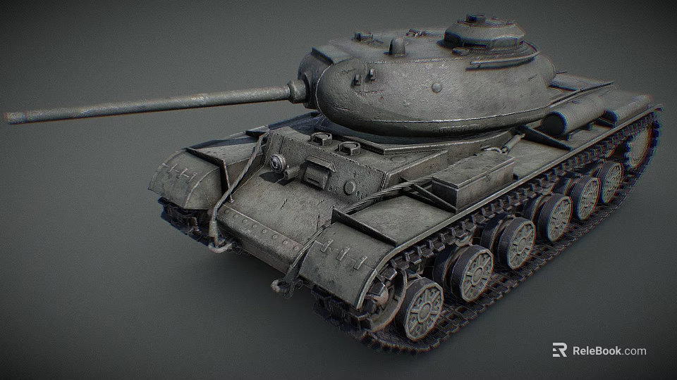 Realistic Vintage Military Tank 3D Model with Detailed Armored Exterior Cannon Barrel and Track Wheels 3d model 
