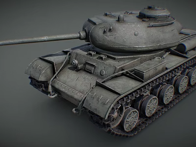 Realistic Vintage Military Tank 3D Model with Detailed Armored Exterior Cannon Barrel and Track Wheels 3d model