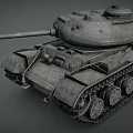 Realistic Vintage Military Tank 3D Model with Detailed Armored Exterior Cannon Barrel and Track Wheels