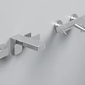 Sleek Modern Chrome Wall Mounted Faucets In Bathroom With Clean White Wall Design