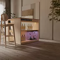 Modern Bar Chair Combination Bar Table Tea Table Log Tea Table Multifunctional Tea Table Cream Tea Table Multifunctional Island Table Modern Island Table Internet Red Island Table 3d model