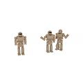 Two Wooden Block Robots With Distinct Features And Movable Limbs 3d model