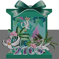 Green Decorative Boxes With Large Bows Tropical Plants Flowers Swan Decorations And Numbers 2108 2109